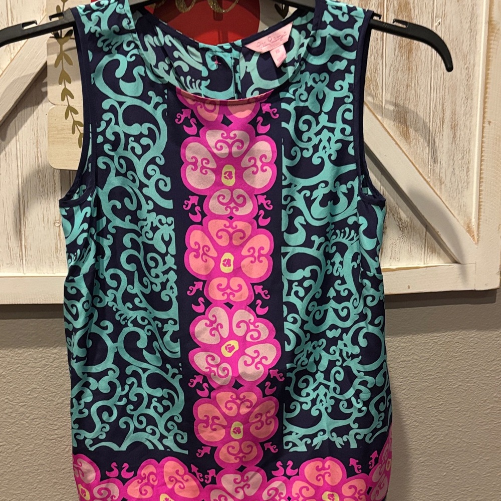 Lilly Pulitzer Pink and Teal Patterned Tank Top - Picture 2 of 5
